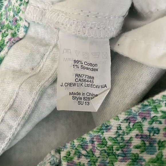 J Crew Jeans Womens 24 Green Purple Floral Toothpick Skinny Stretch Denim Pants - Picture 7 of 12